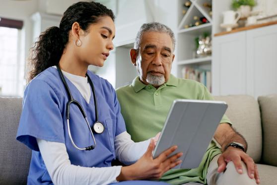 Man learning about Matrix clinicians